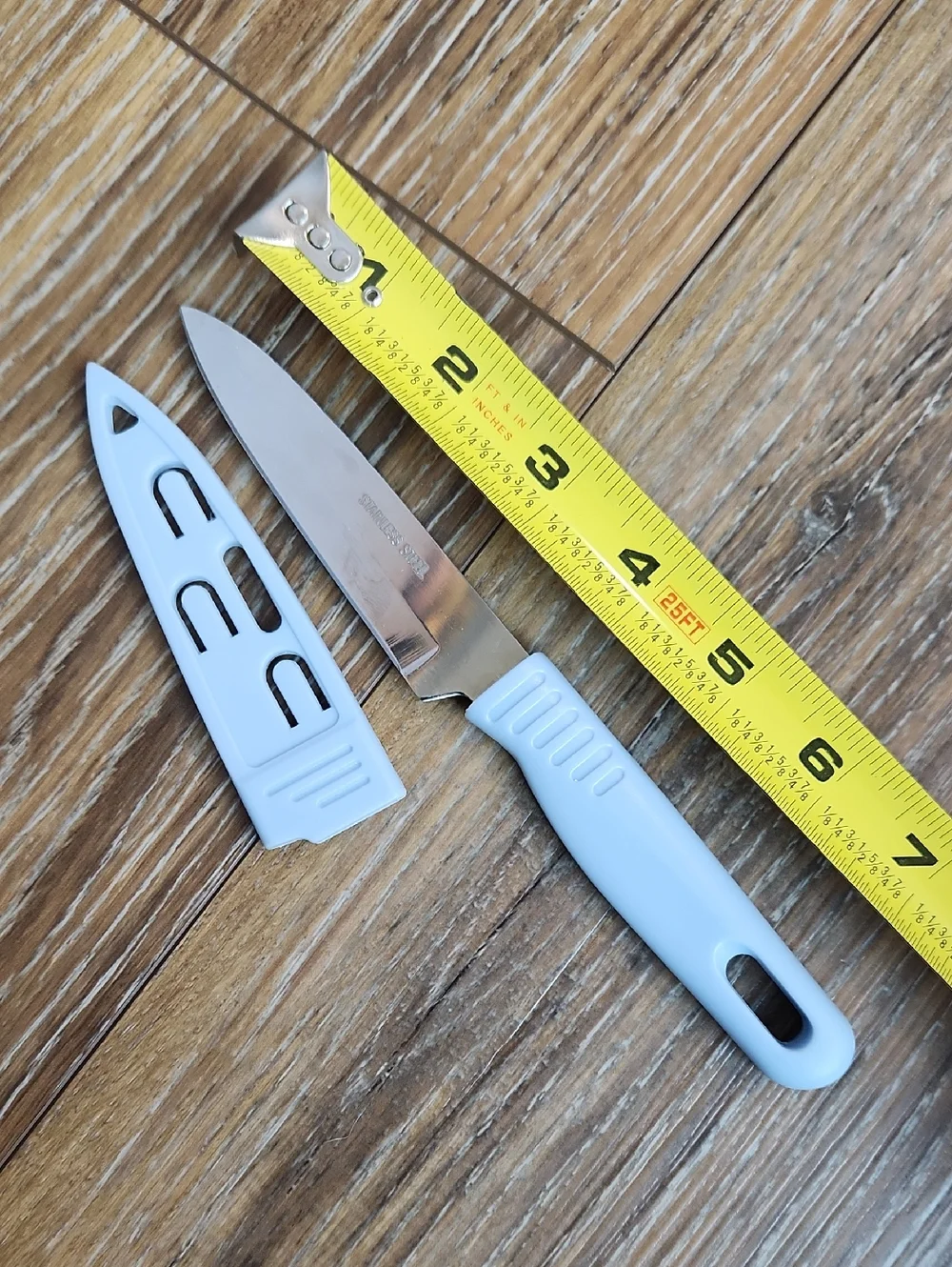 Stainless Steel Knife Blue Plastic Handle & Sheath